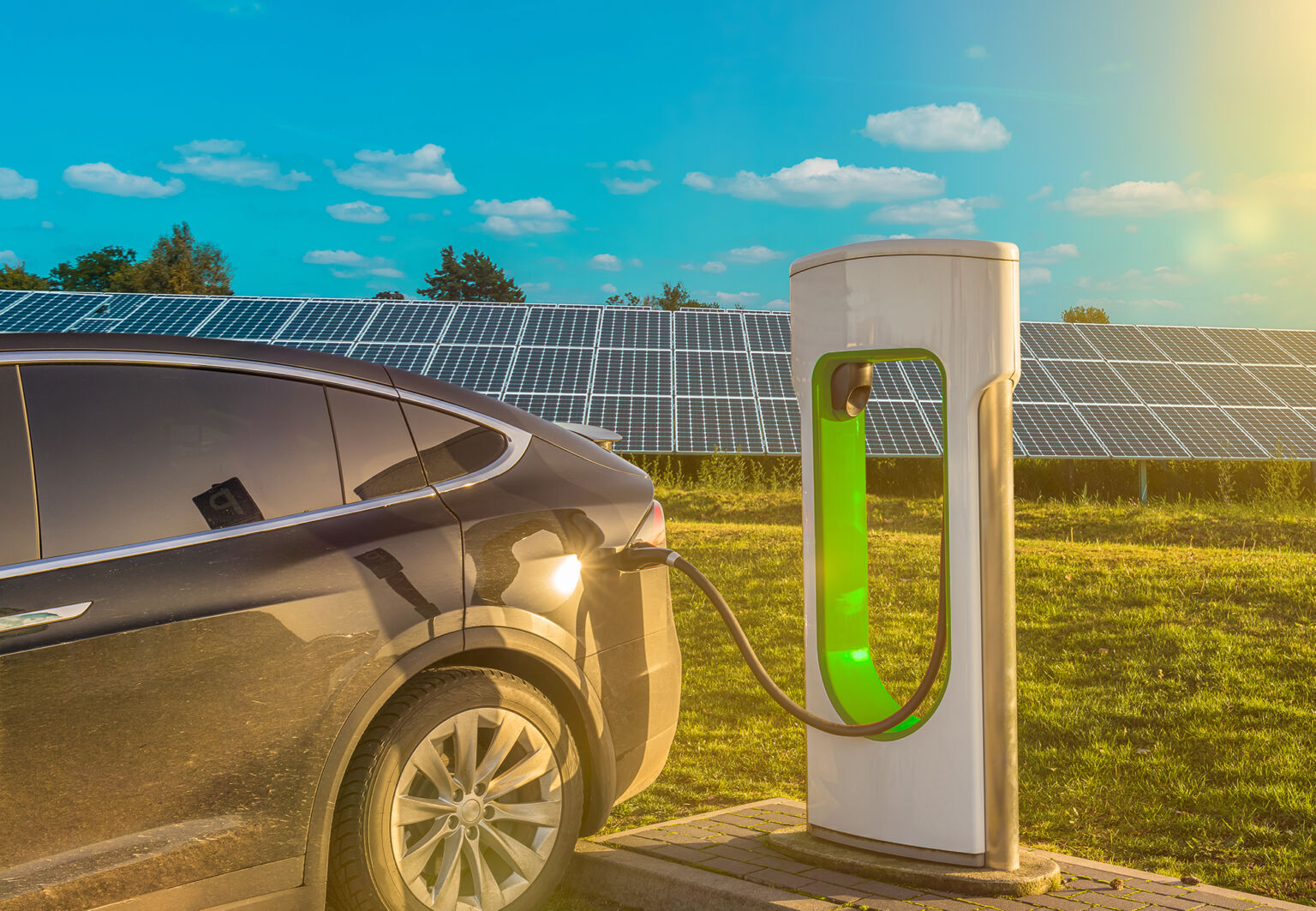 Solar powered electric car charger